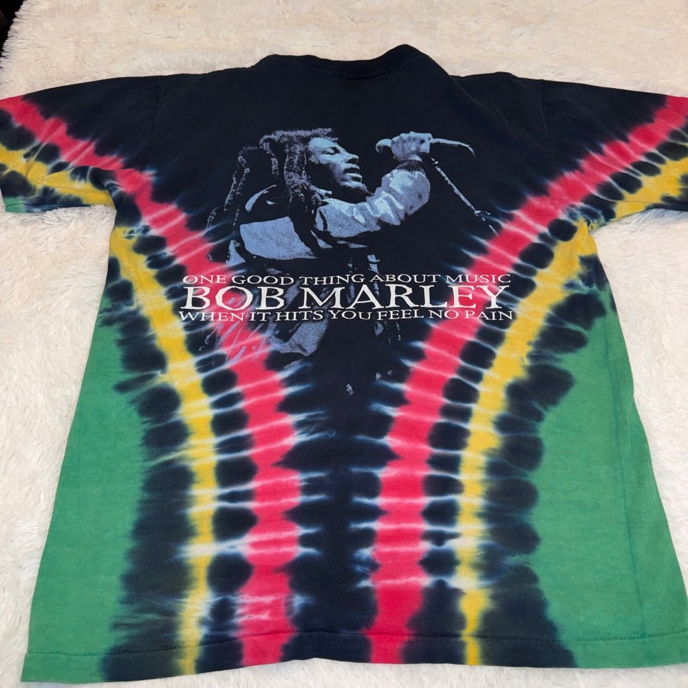 Zion Bob Marley T-Shirt Mens L Multi Color Fair Tie Dye Rasta Graphic Tee